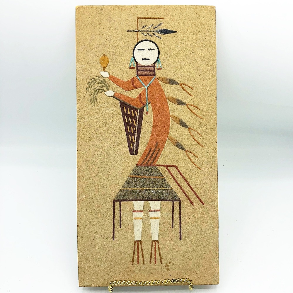 Vintage Navajo Sandstone Male Windway Art Signed Native American